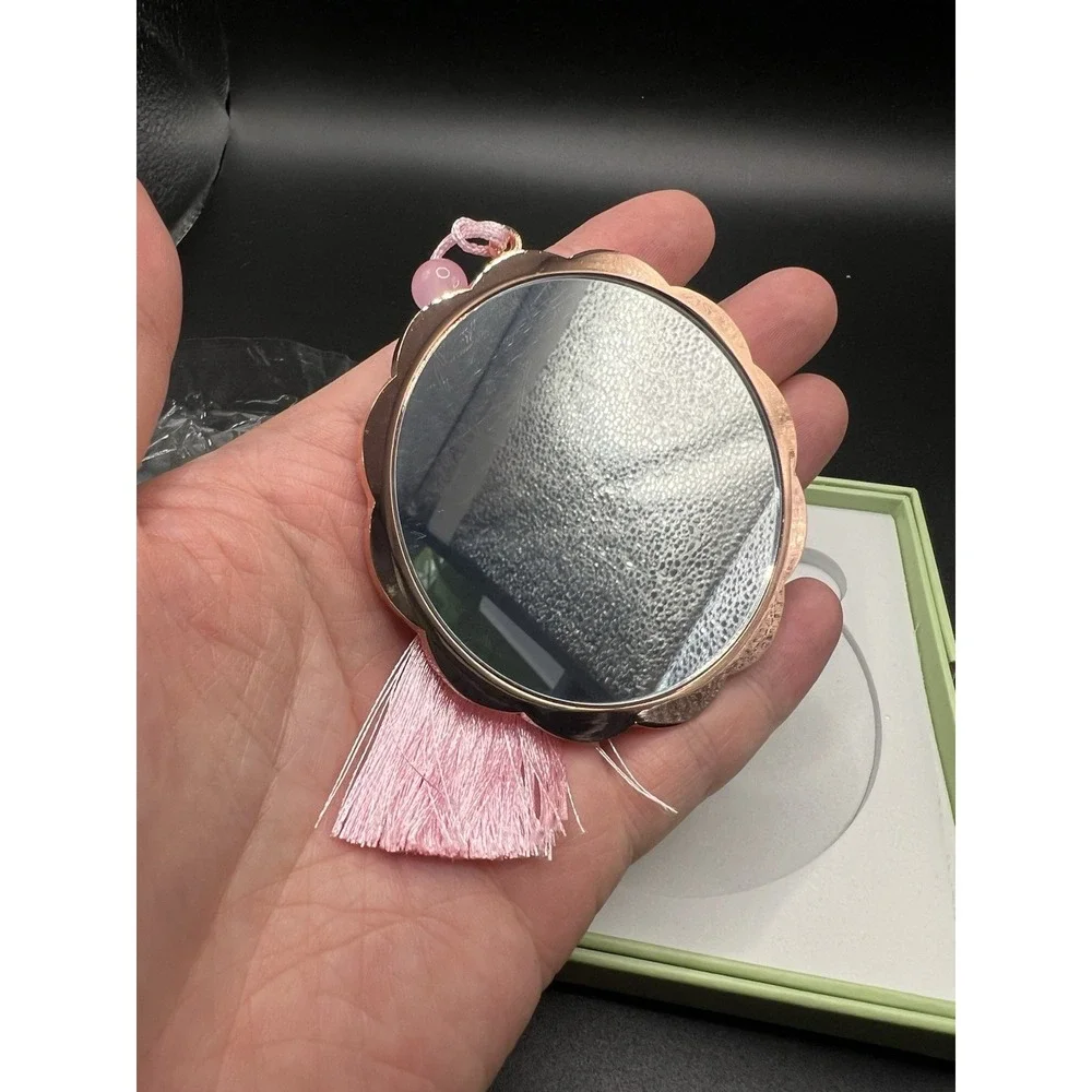 Chinese Palace Museum Beijing Koi Floral Hand Mirror Pink Tassel Box